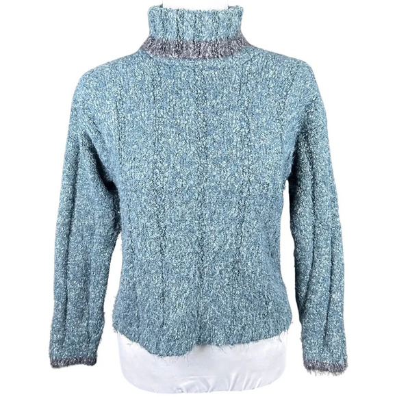 Sixty-Two East Sweaters - Vintage 90s Sixty-Two East Chunky Teal Turtleneck Sweater